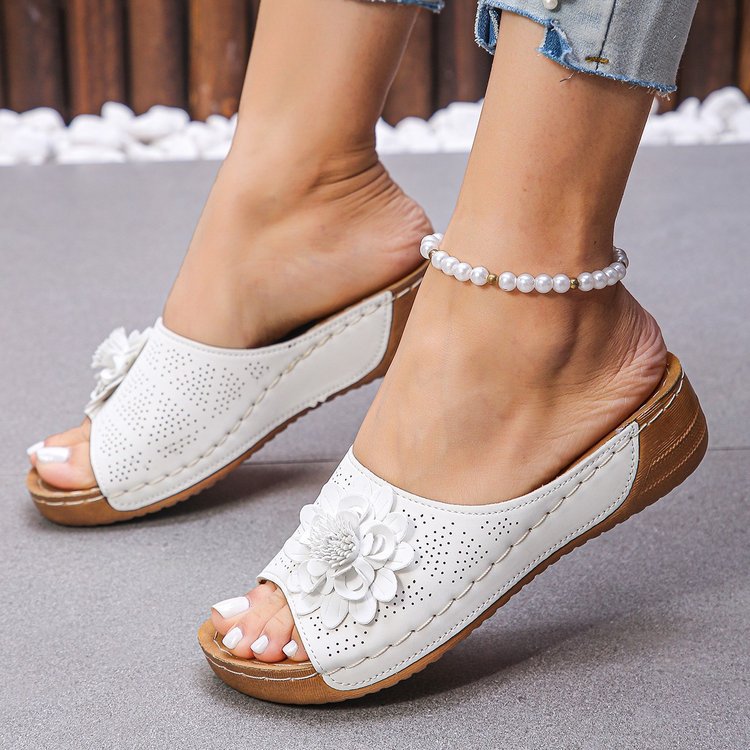 ROSALIE | FLORAL ORTHOPEDIC WEDGE SLIDES-blumpark