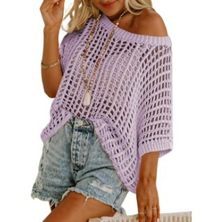 Five-Sleeve Openwork Beach Cover-up-blumpark