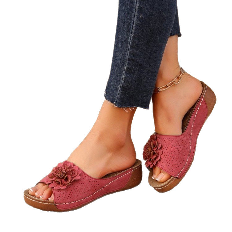 ROSALIE | FLORAL ORTHOPEDIC WEDGE SLIDES-blumpark