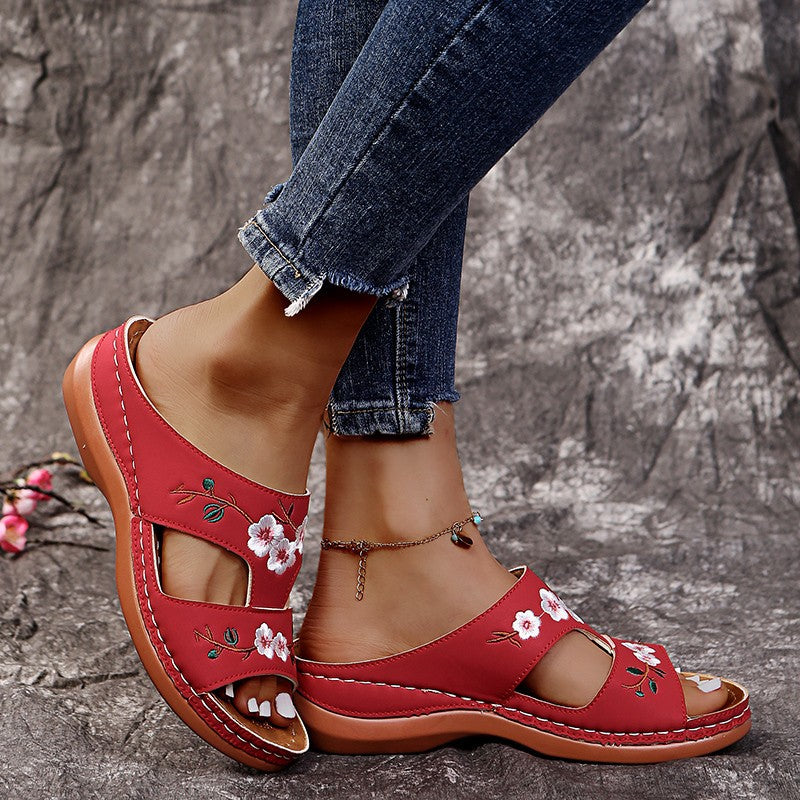 BLOSSOM | FLORAL ORTHOPEDIC SLIDE SANDALS-blumpark