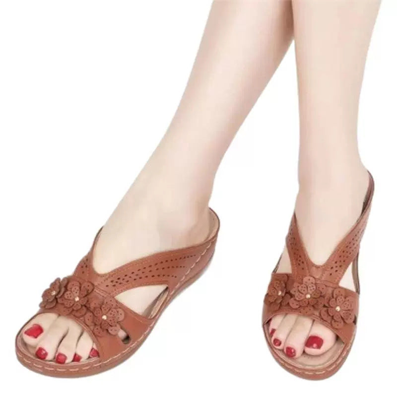 VIRGINIA | FLORAL ORTHOPEDIC WEDGE SANDALS-blumpark