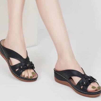 VIRGINIA | FLORAL ORTHOPEDIC WEDGE SANDALS-blumpark