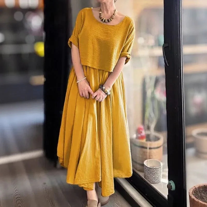 Cotton Linen Set with Layered Style / Two Pieces, Charm that Transcends Borders!-blumpark