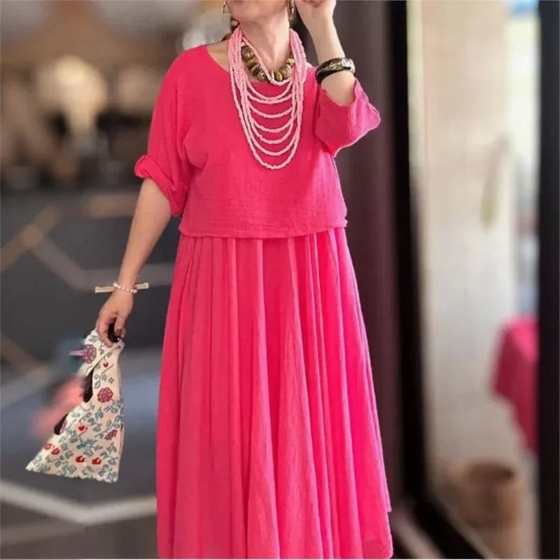 Cotton Linen Set with Layered Style / Two Pieces, Charm that Transcends Borders!-blumpark
