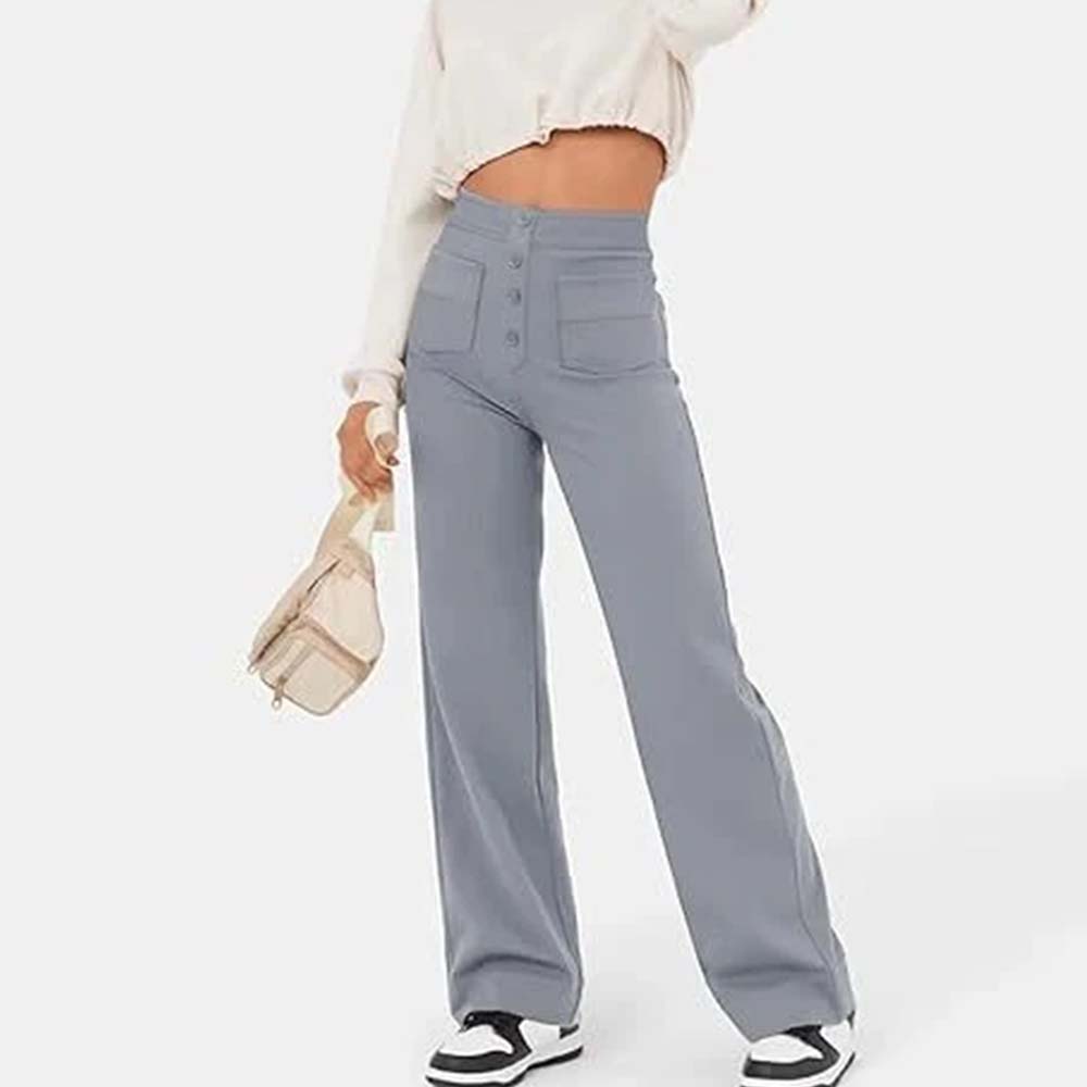 High-waisted Elastic Casual Trousers-blumpark