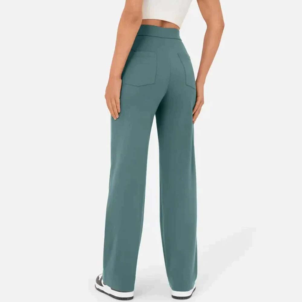 High-waisted Elastic Casual Trousers-blumpark