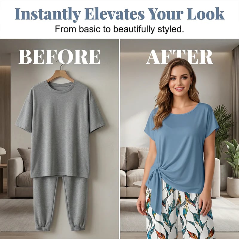 👚  NOW! 🌸 Women's Side-Tie Top & Patterned Pants Set – Flowy, adjustable fit & perfect for summer vacations or resort wear 👖-blumpark