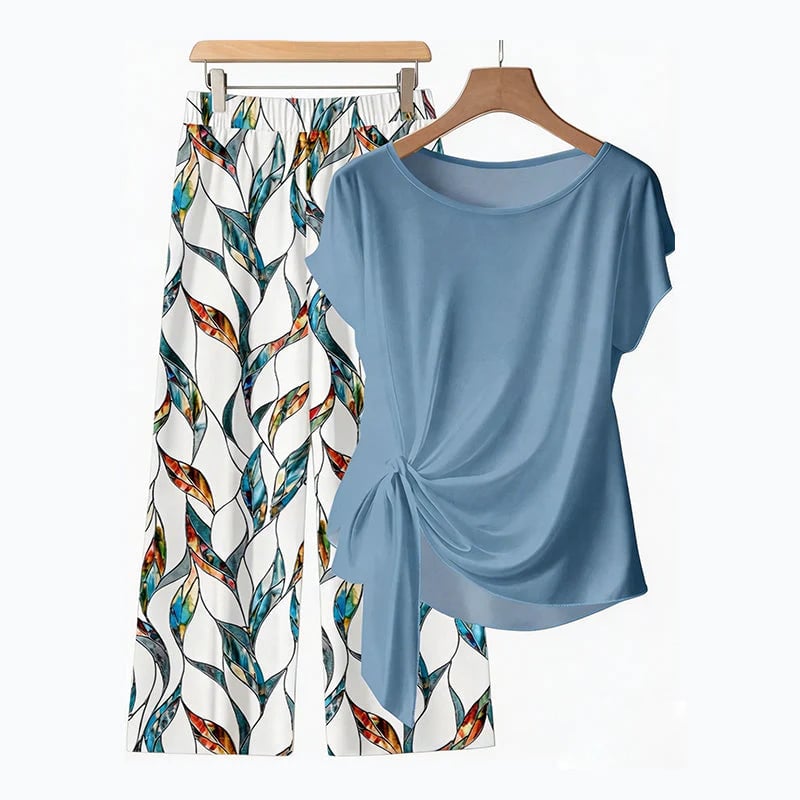 👚  NOW! 🌸 Women's Side-Tie Top & Patterned Pants Set – Flowy, adjustable fit & perfect for summer vacations or resort wear 👖-blumpark