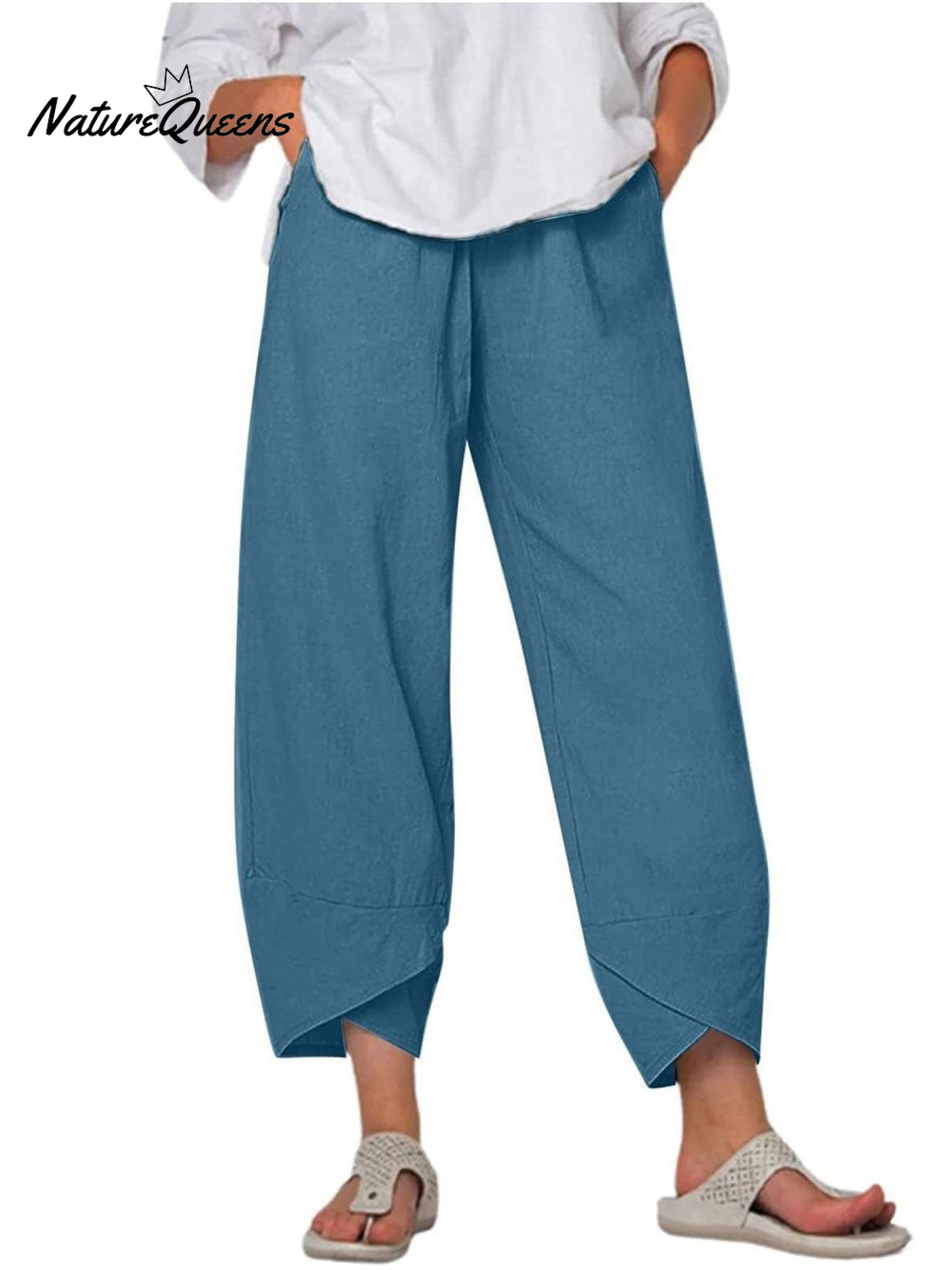Women's Solid Color Loose Elegant Casual Simple Cotton And Linen Ninth Pants-blumpark