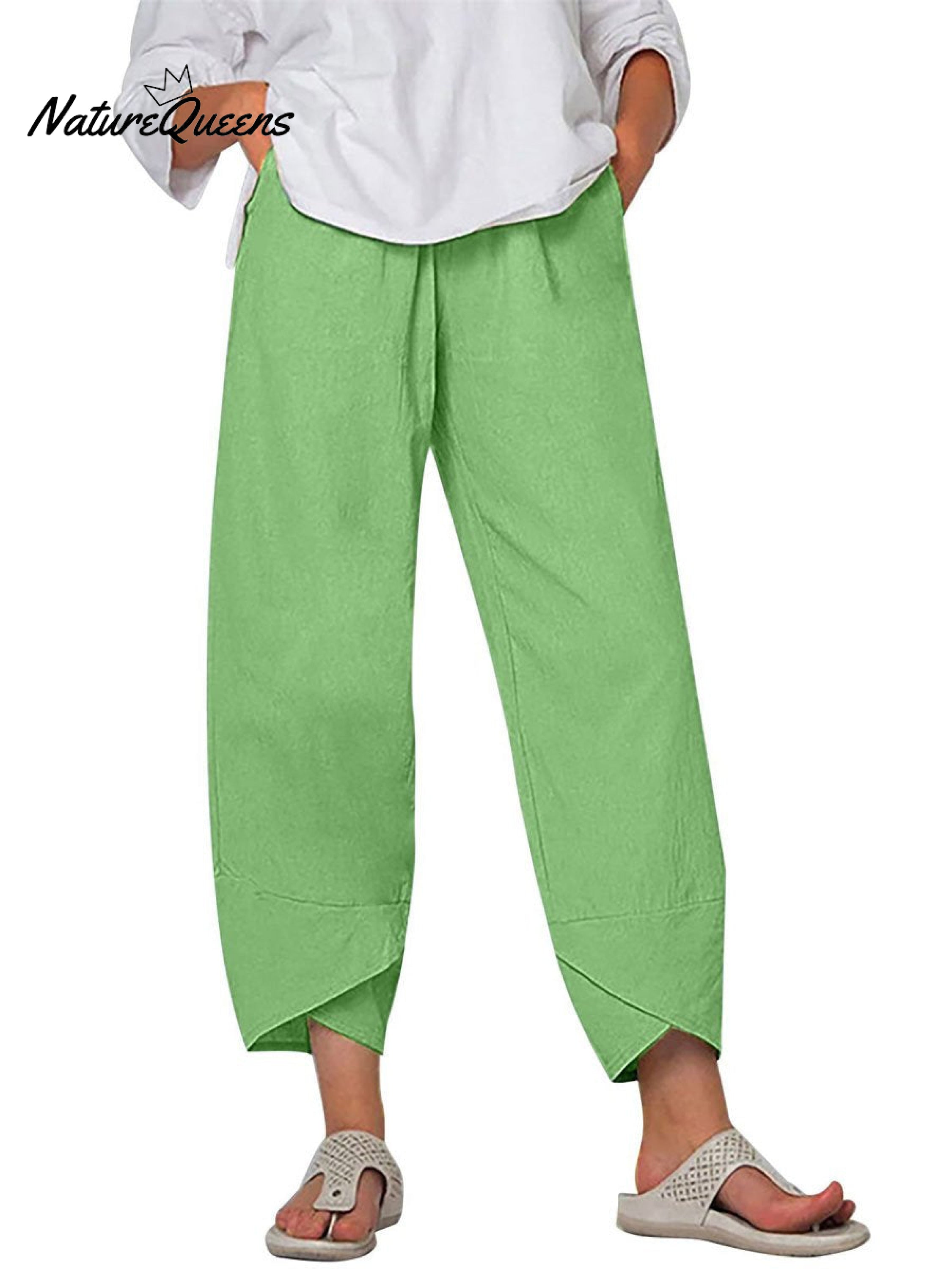 Women's Solid Color Loose Elegant Casual Simple Cotton And Linen Ninth Pants-blumpark