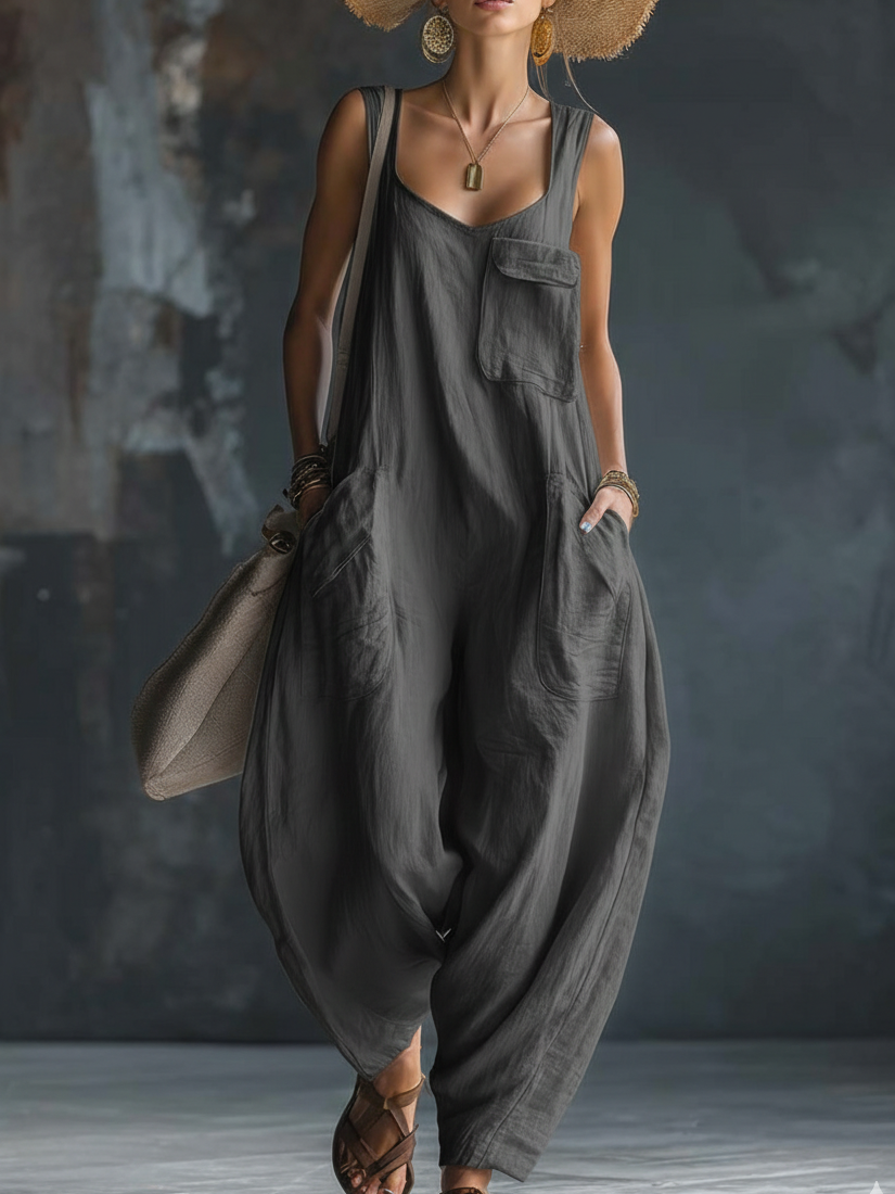 Cozy Loose-fitting Wide-leg Jumpsuit-blumpark