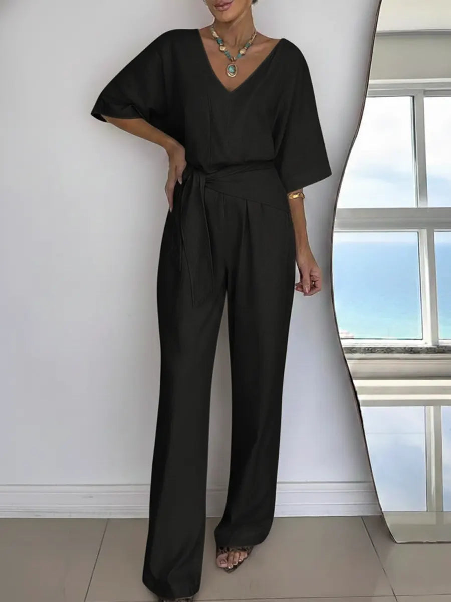 Women's Linen And Cotton Jumpsuit-blumpark