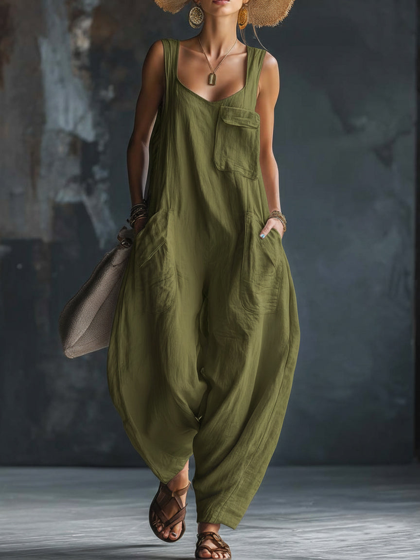 Cozy Loose-fitting Wide-leg Jumpsuit-blumpark