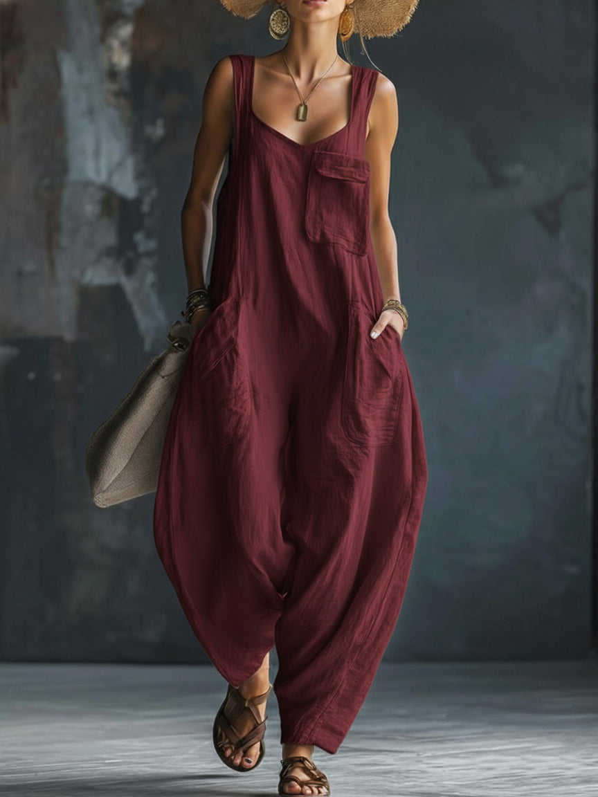 Cozy Loose-fitting Wide-leg Jumpsuit-blumpark