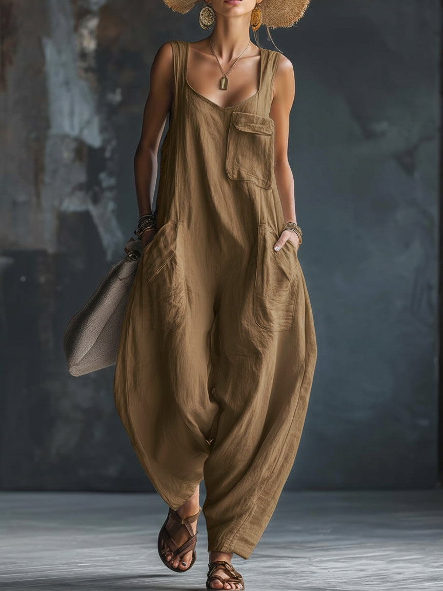 Cozy Loose-fitting Wide-leg Jumpsuit-blumpark