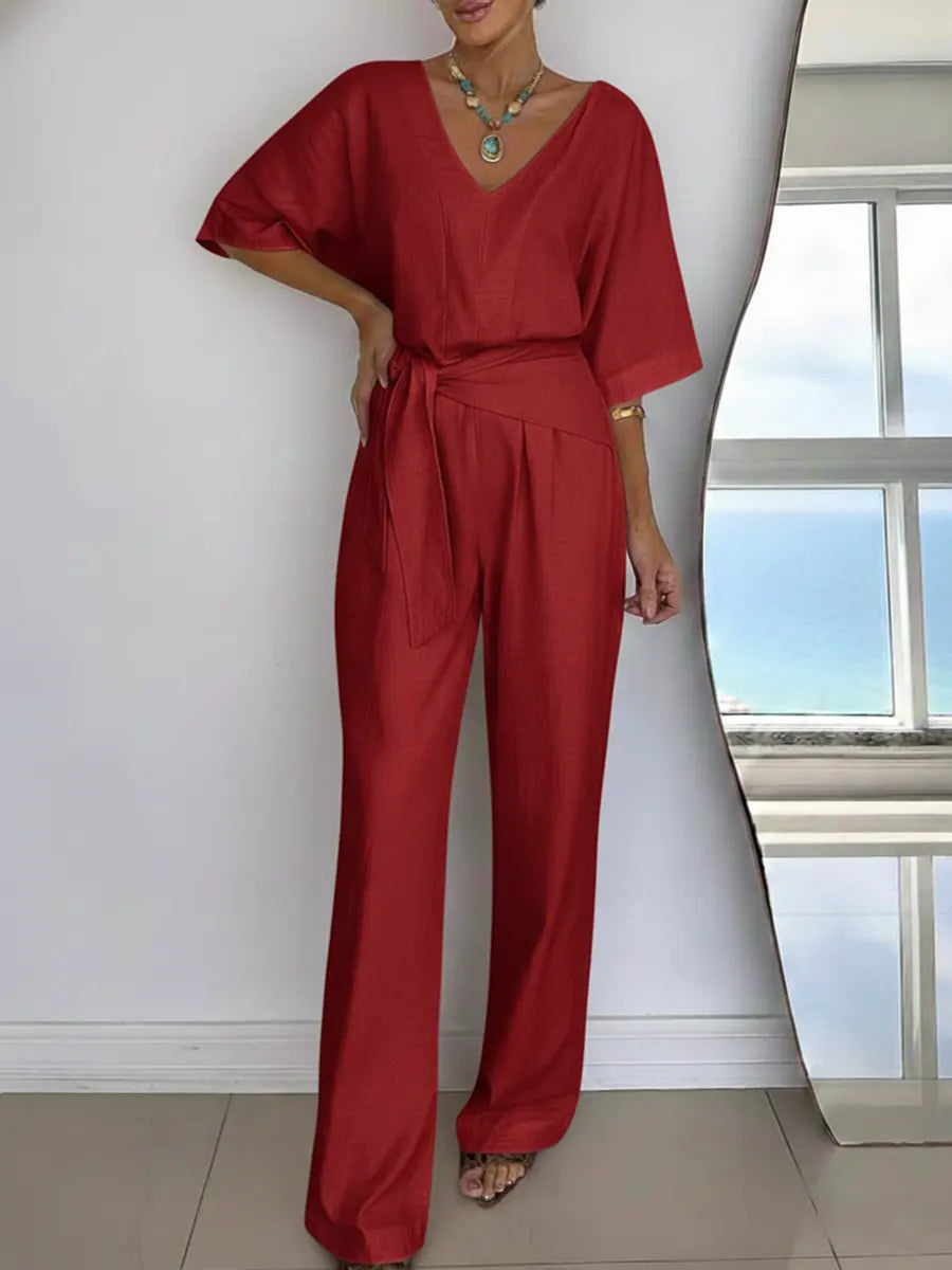 Women's Linen And Cotton Jumpsuit-blumpark
