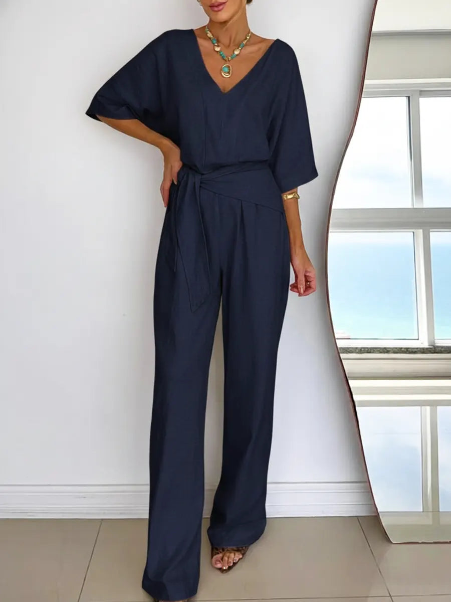 Women's Linen And Cotton Jumpsuit-blumpark