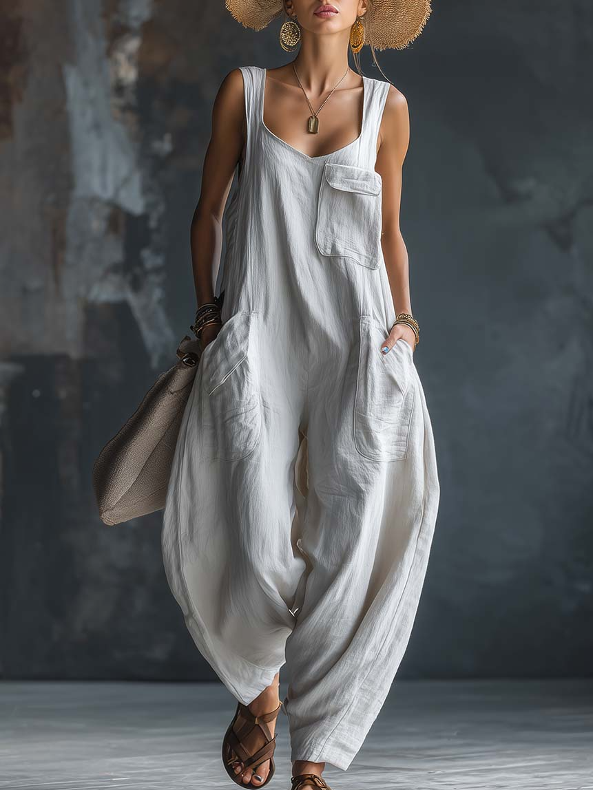 Cozy Loose-fitting Wide-leg Jumpsuit-blumpark