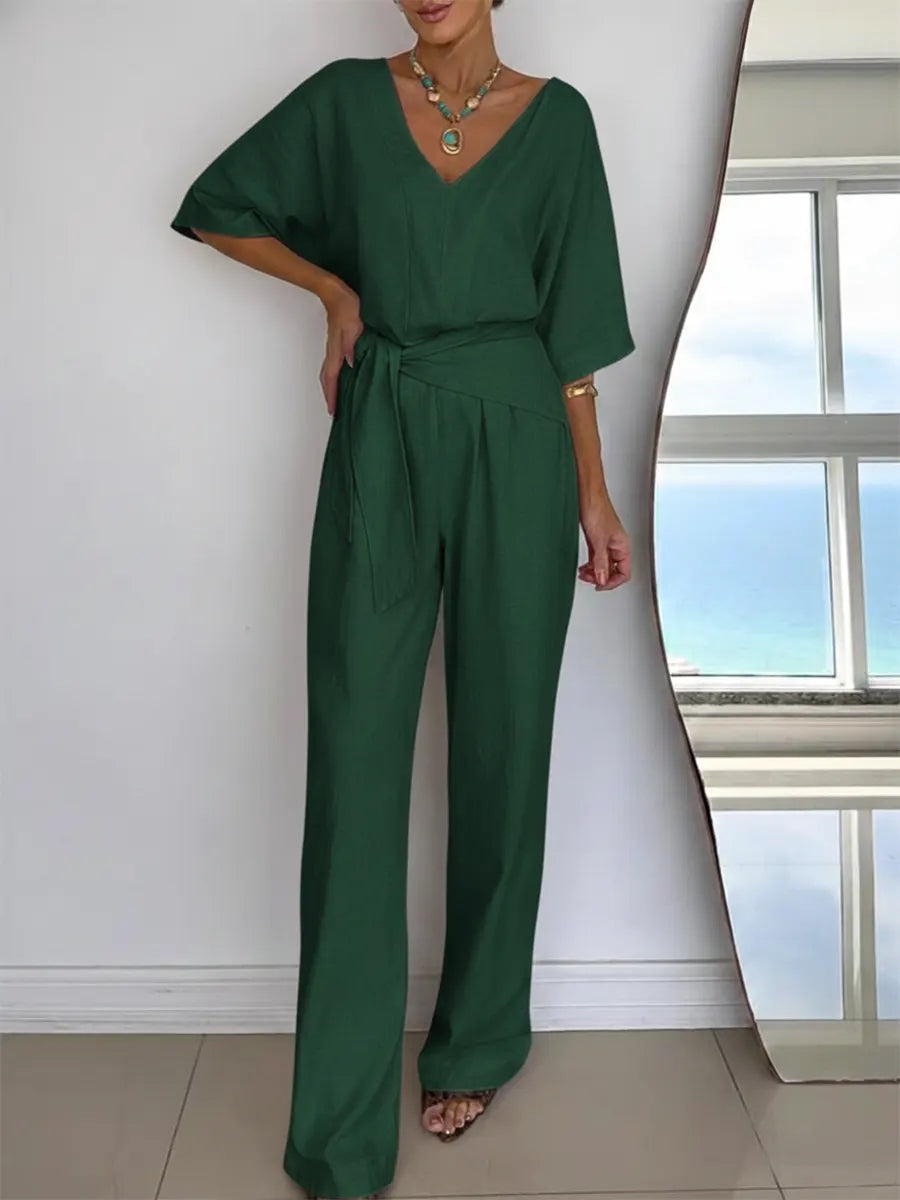 Women's Linen And Cotton Jumpsuit-blumpark