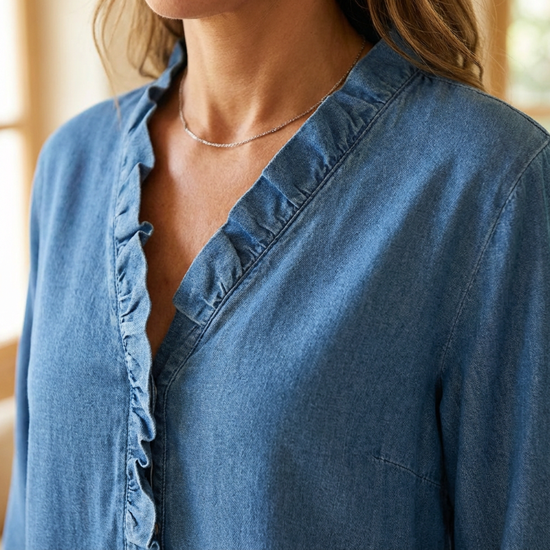 ⏳Time-Limited Special⏰Women's Casual Ruffle V-Neck Shirt | Soft, Breathable & Flattering High-Low Hem ✨-blumpark