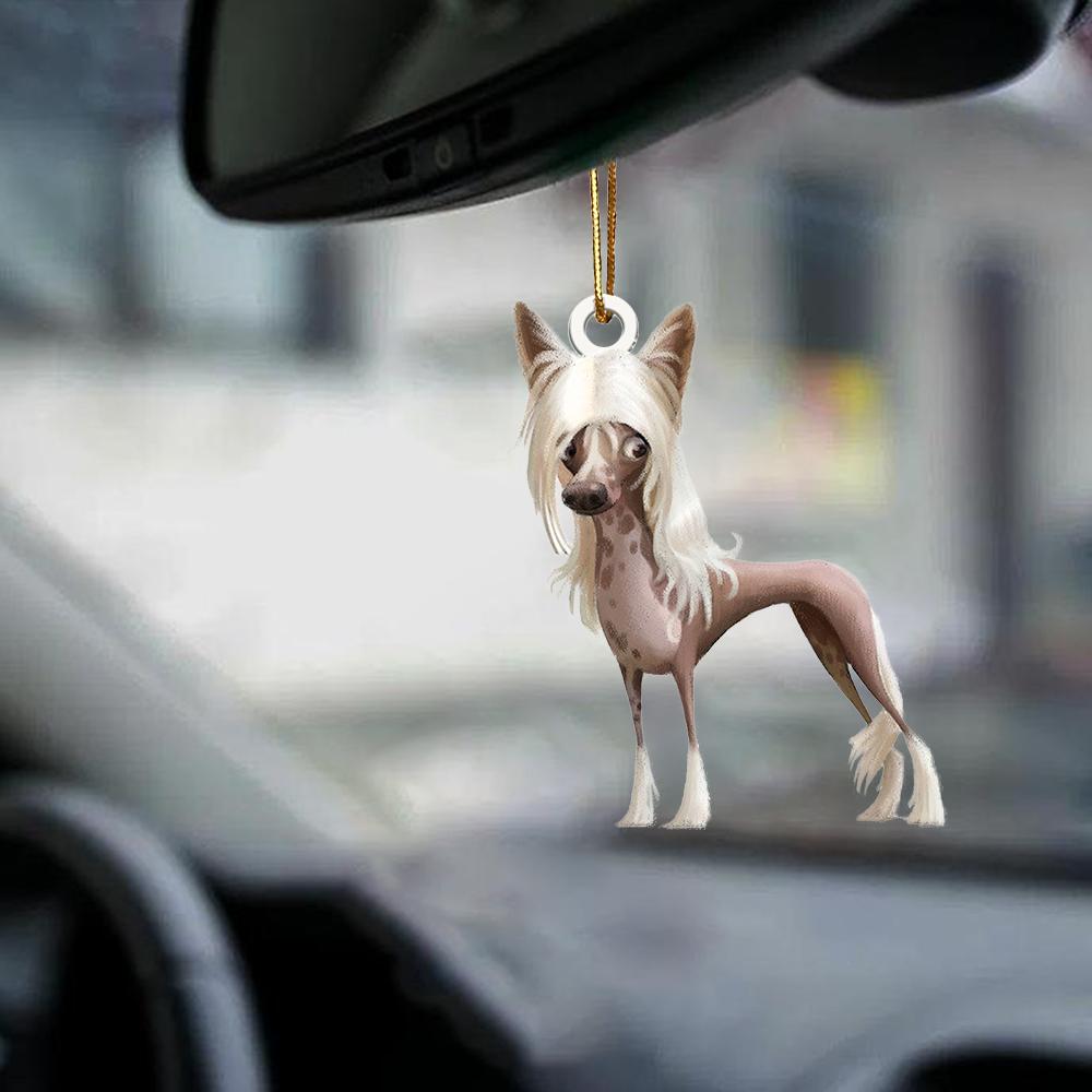 Chinese Crested Dog “Look at Me” Two-Sided Car Ornament