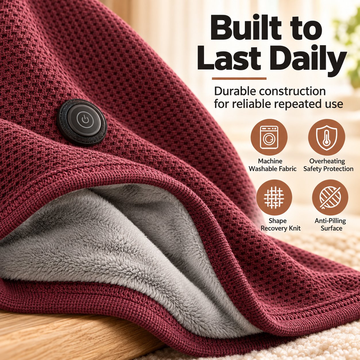 USB Rechargeable Heated Shawl Blanket with 3-Level Temperature Control