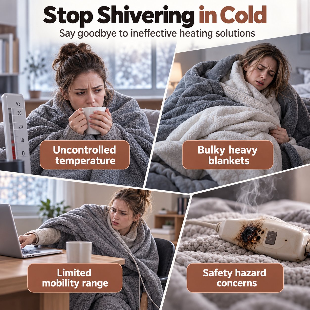 USB Rechargeable Heated Shawl Blanket with 3-Level Temperature Control