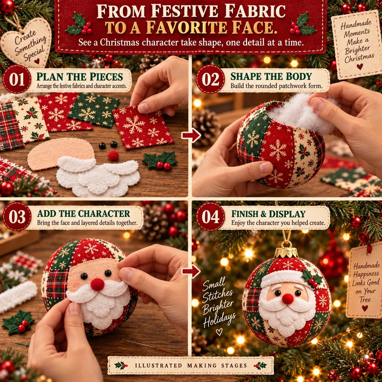 🎄Cozy Patchwork Christmas Ornament Collection | 8 Festive Character Designs for Trees, Wreaths & Holiday Gifts ✨