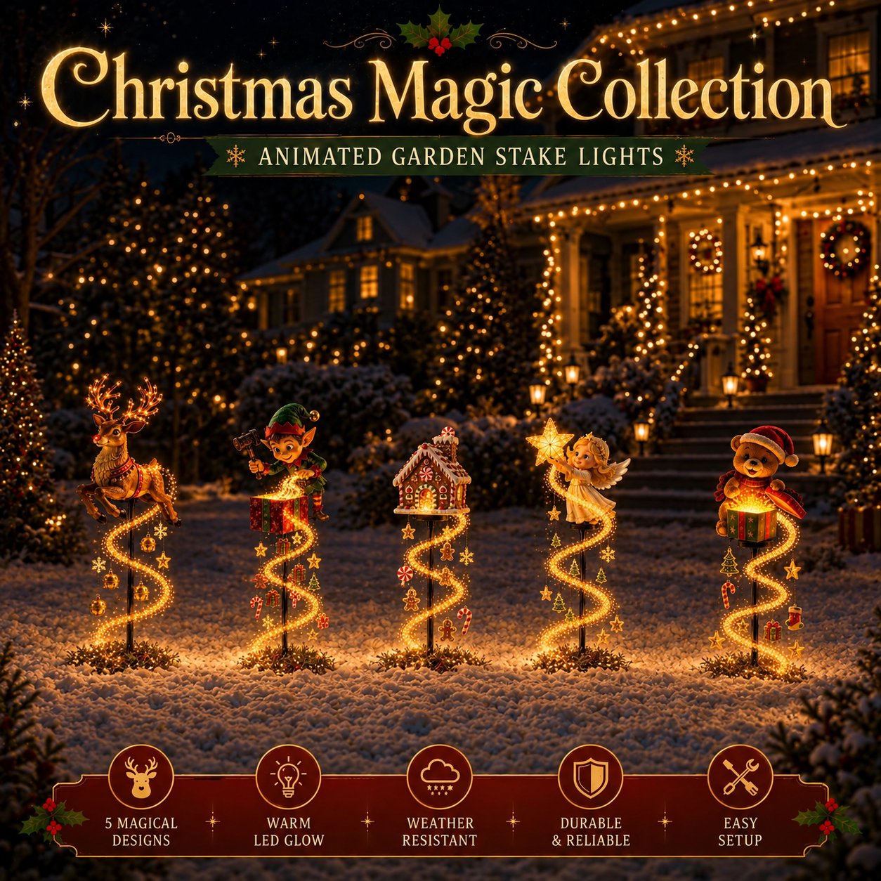 🎄✨ Christmas Magic Garden Collection-Transform Your Yard Into A Winter Wonderland With Enchanted Flowing Lights