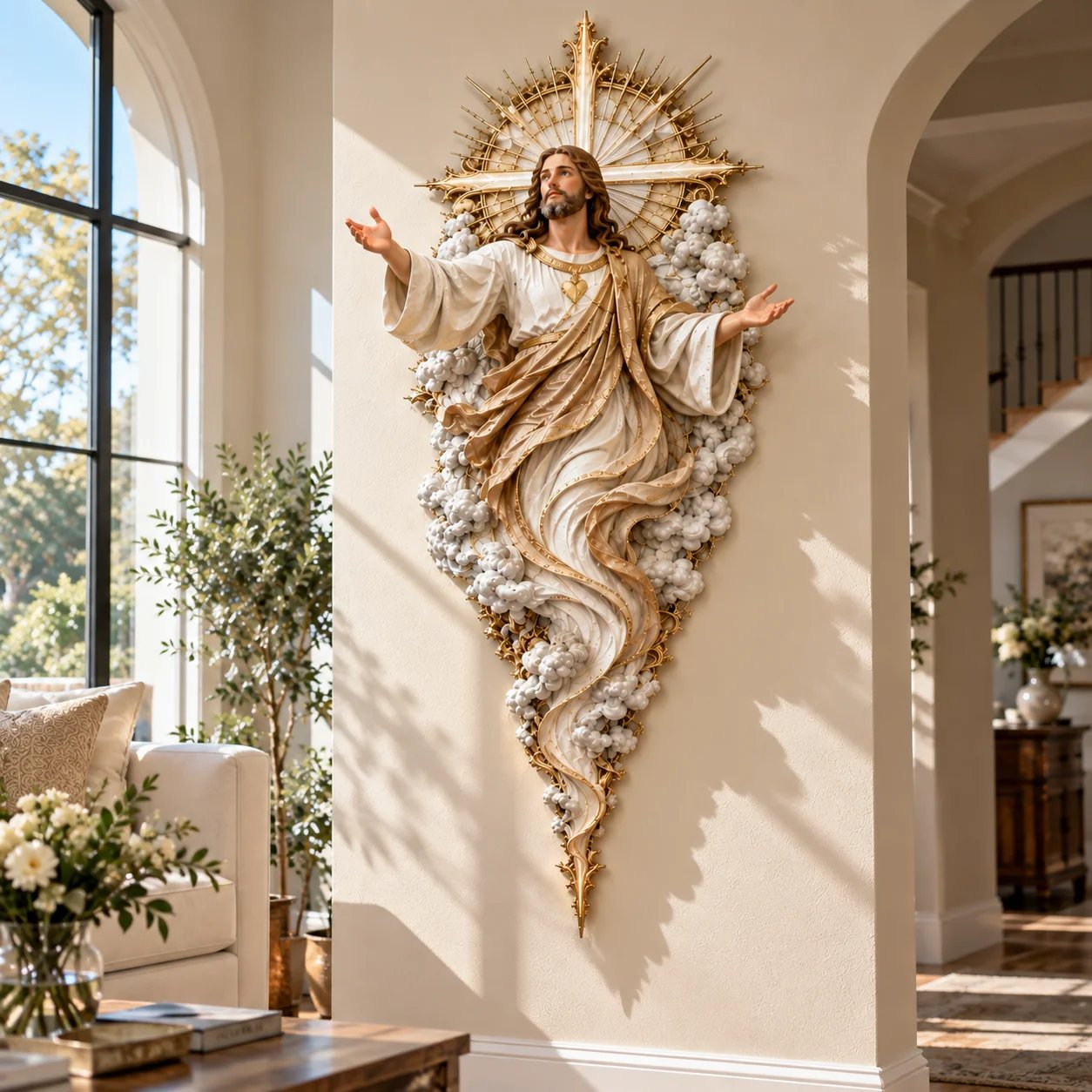 ✝️ Light of the World Jesus Wall Sculpture – A Radiant Symbol of Faith for the Home
