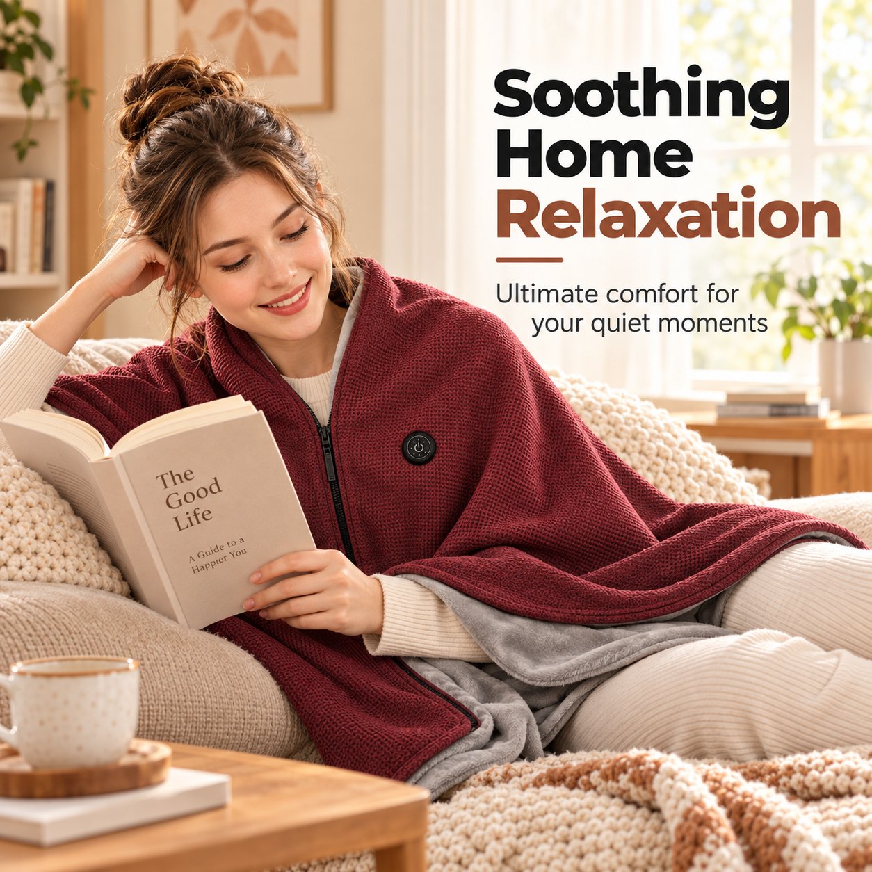 USB Rechargeable Heated Shawl Blanket with 3-Level Temperature Control