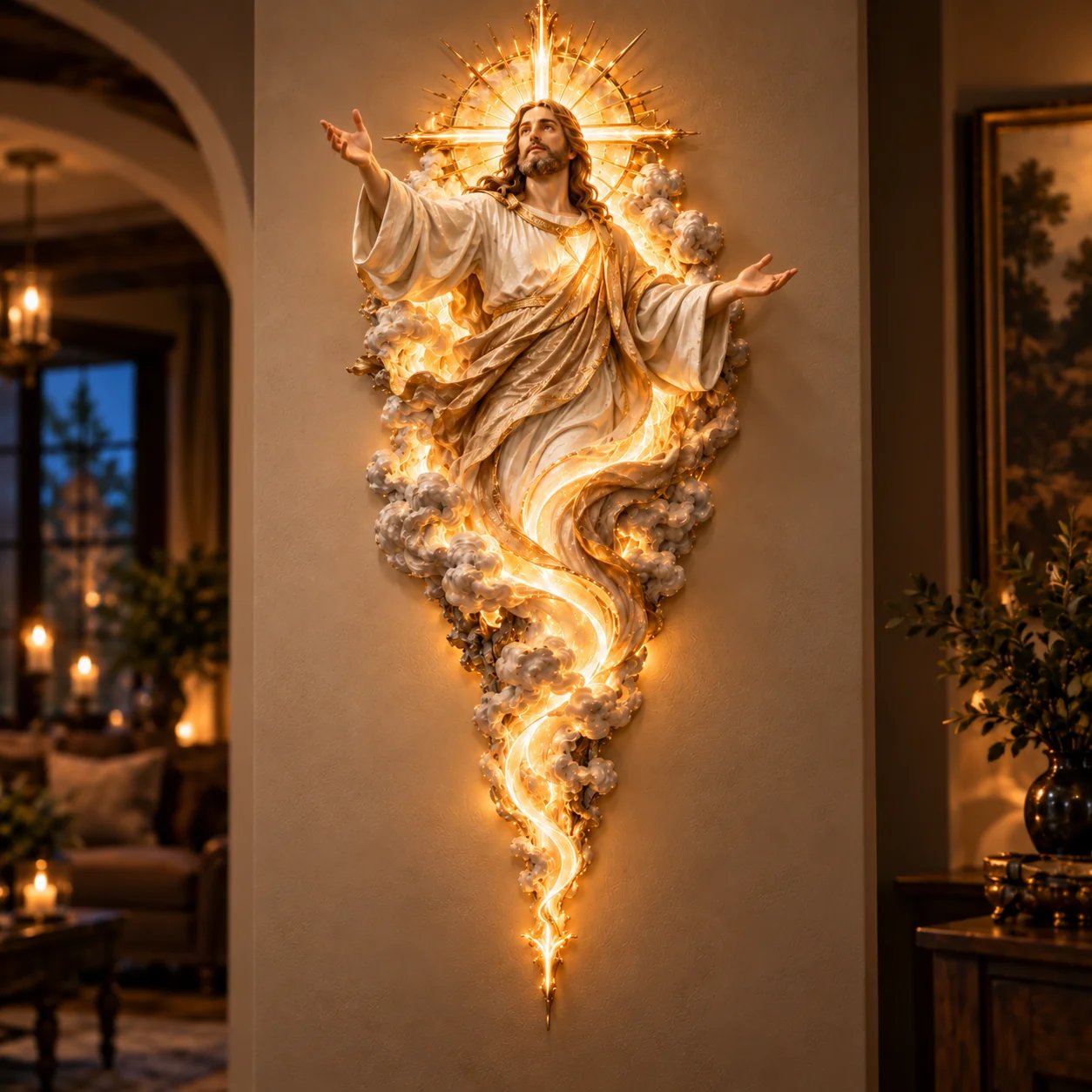 ✝️ Light of the World Jesus Wall Sculpture – A Radiant Symbol of Faith for the Home