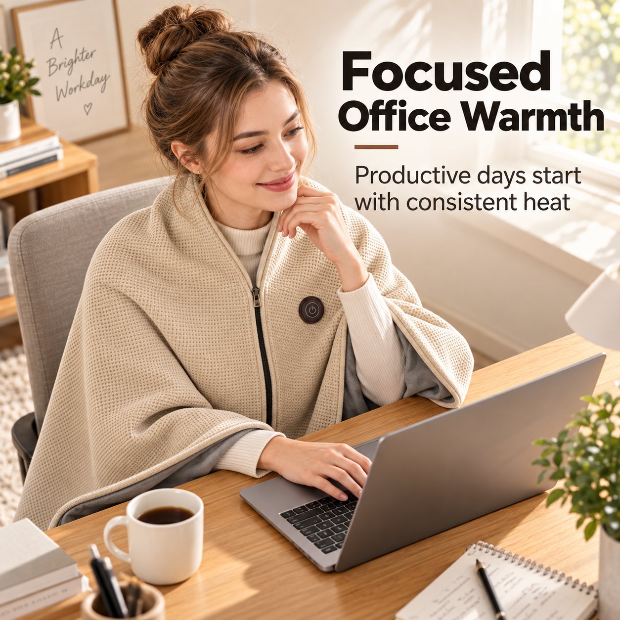 USB Rechargeable Heated Shawl Blanket with 3-Level Temperature Control
