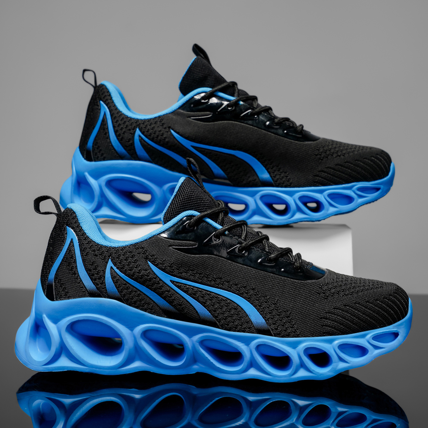 Softsfeel® Men's Relieve Foot Pain Perfect Walking Shoes - Black Blue