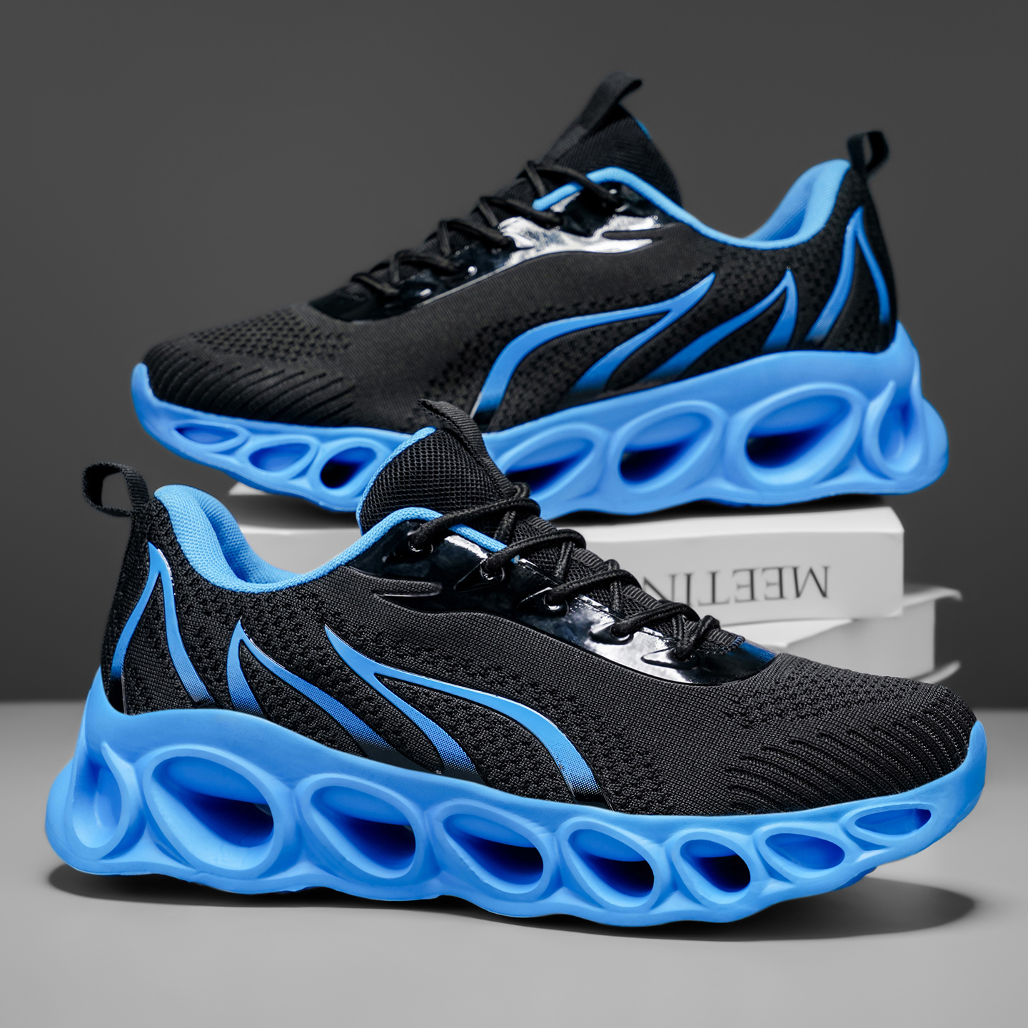 Softsfeel® Men's Relieve Foot Pain Perfect Walking Shoes - Black Blue