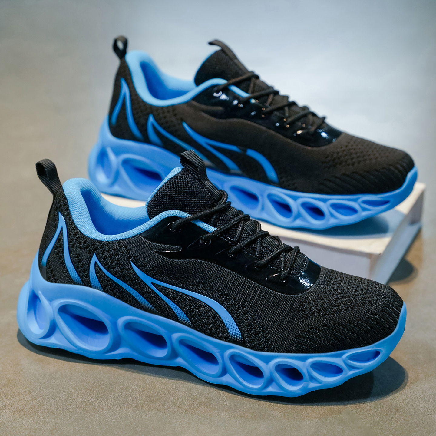 Softsfeel® Men's Relieve Foot Pain Perfect Walking Shoes - Black Blue