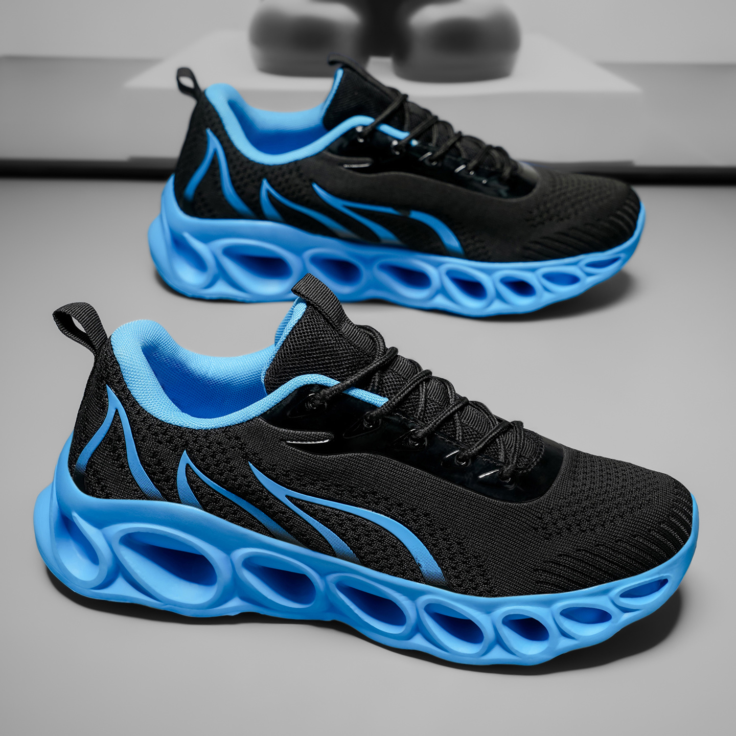 Softsfeel® Men's Relieve Foot Pain Perfect Walking Shoes - Black Blue