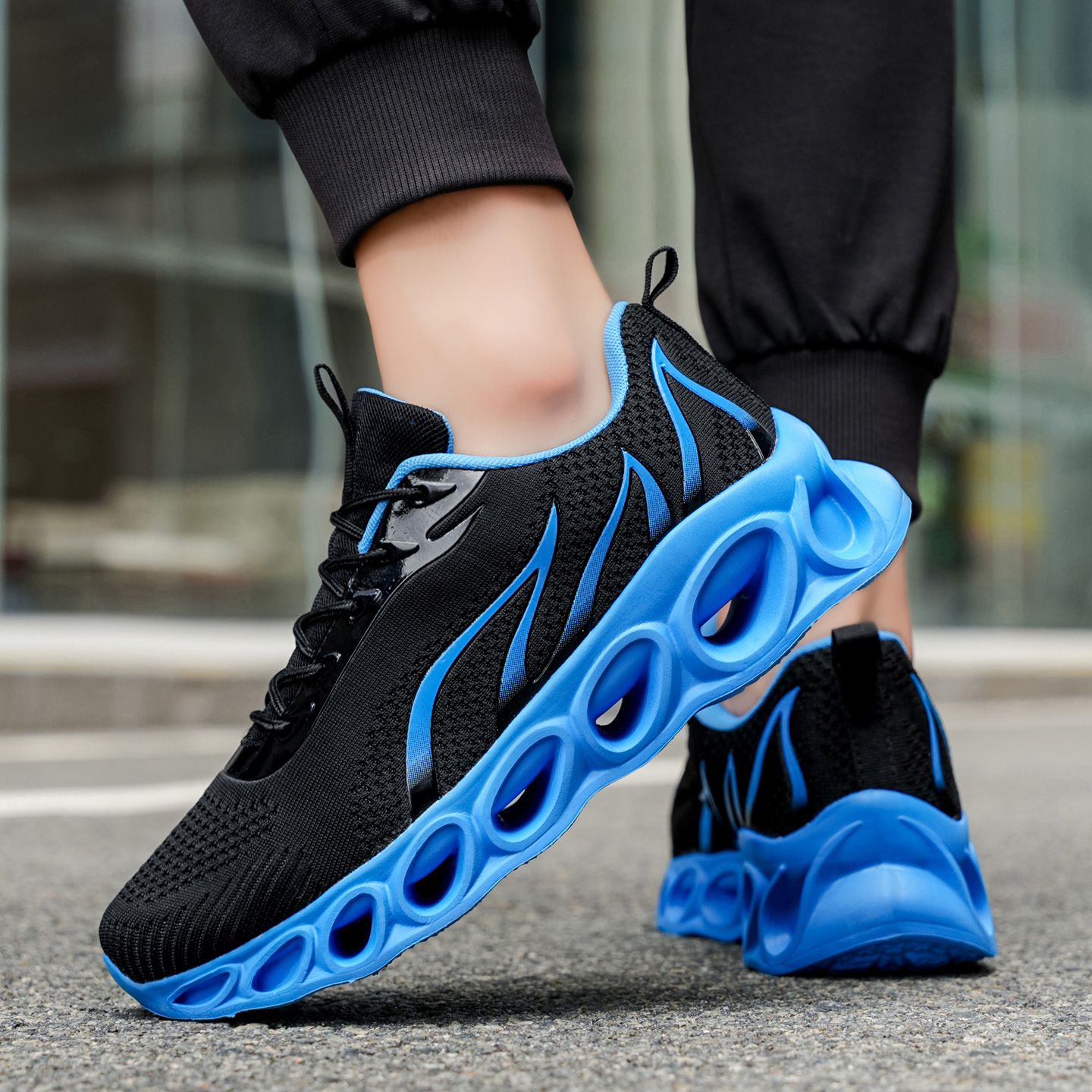 Softsfeel® Men's Relieve Foot Pain Perfect Walking Shoes - Black Blue