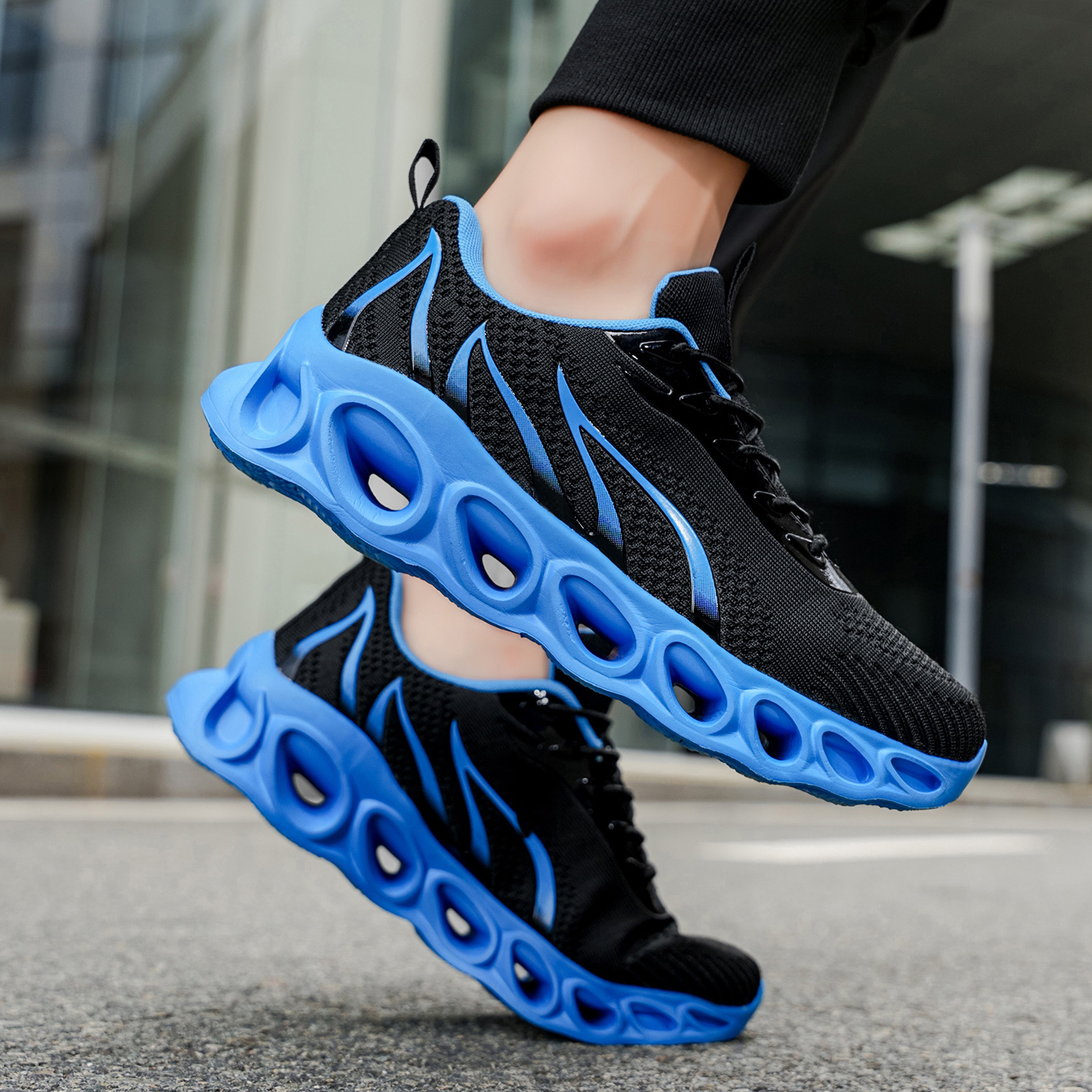 Softsfeel® Men's Relieve Foot Pain Perfect Walking Shoes - Black Blue