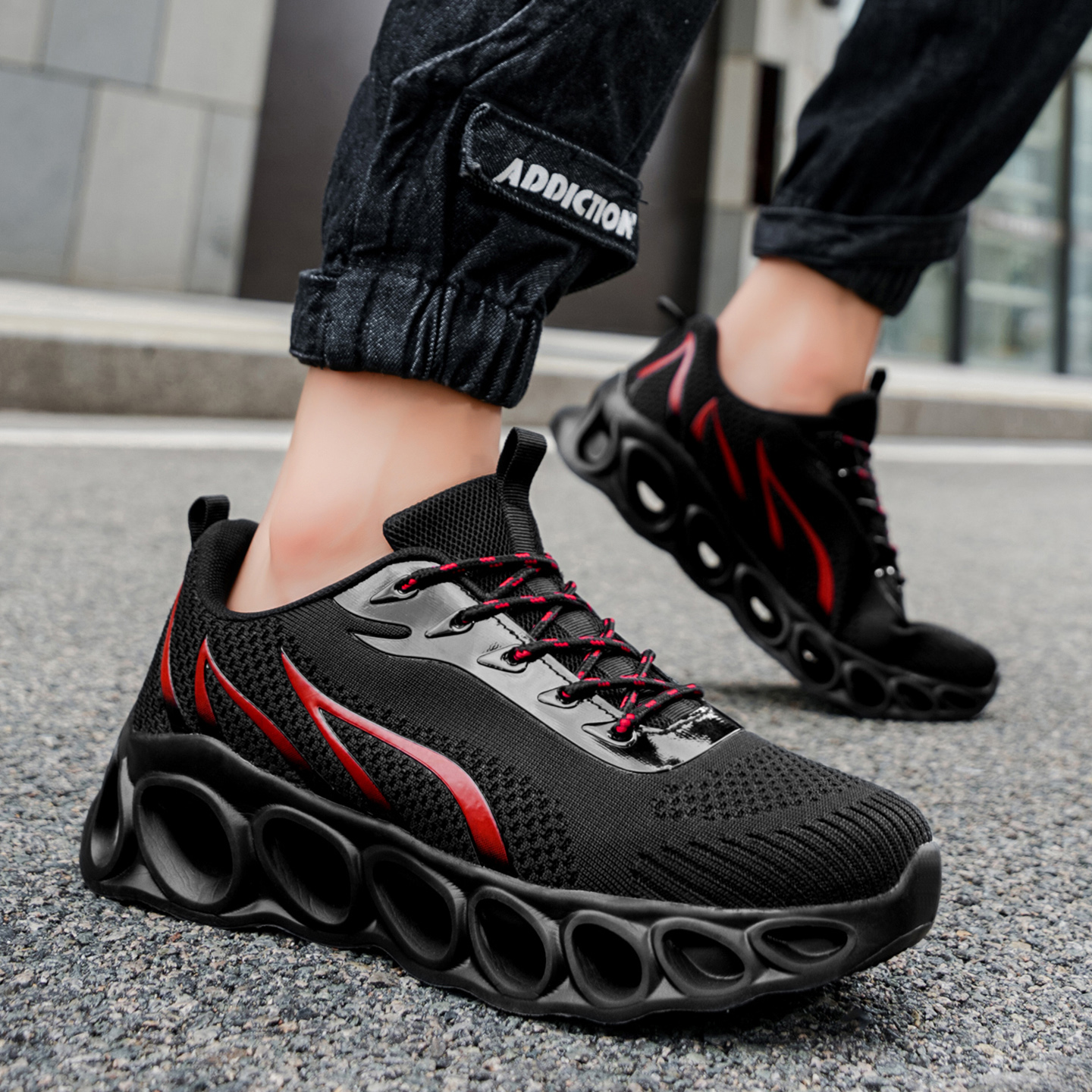 Softsfeel® Women's Relieve Foot Pain Perfect Walking Shoes - Black Red