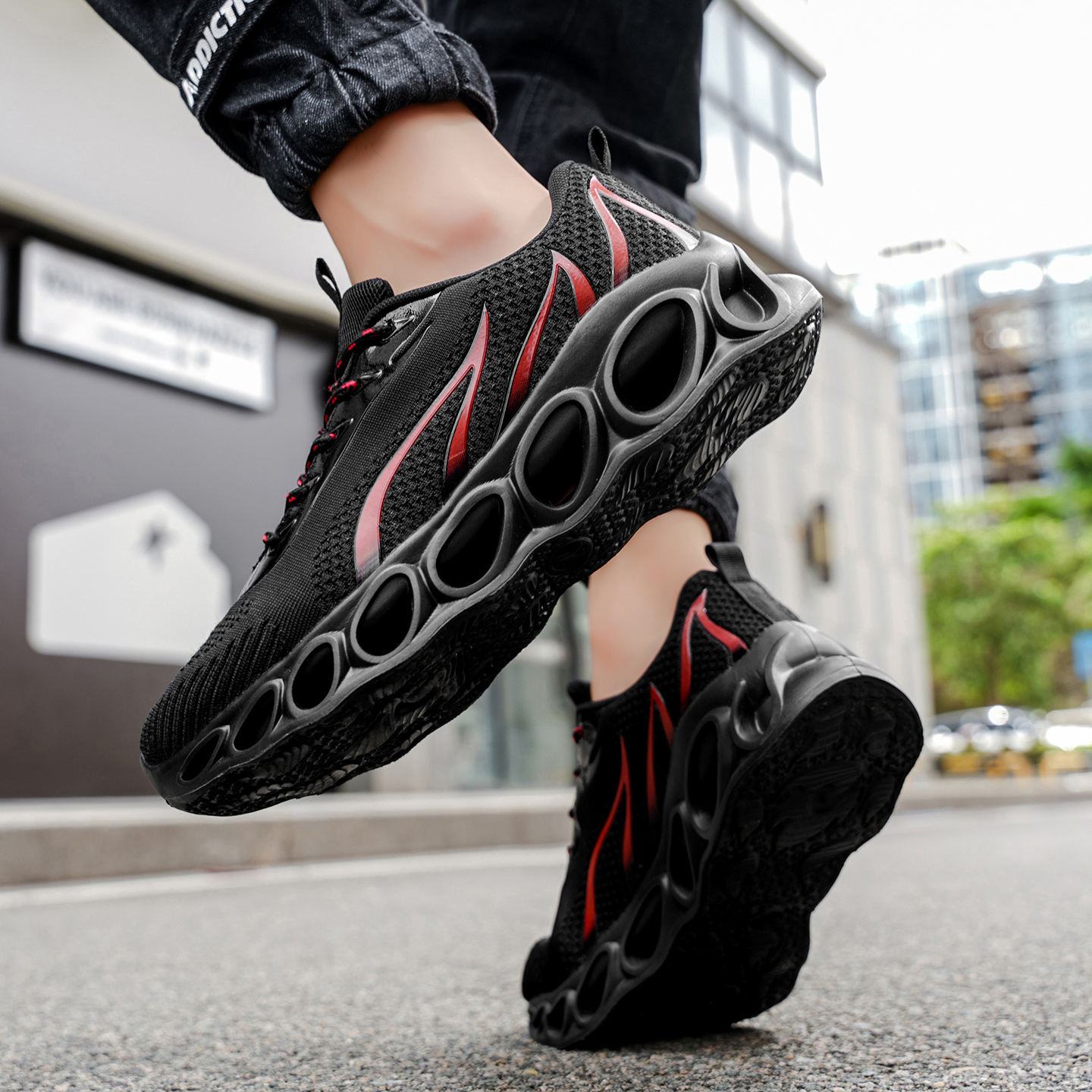 Softsfeel® Women's Relieve Foot Pain Perfect Walking Shoes - Black Red