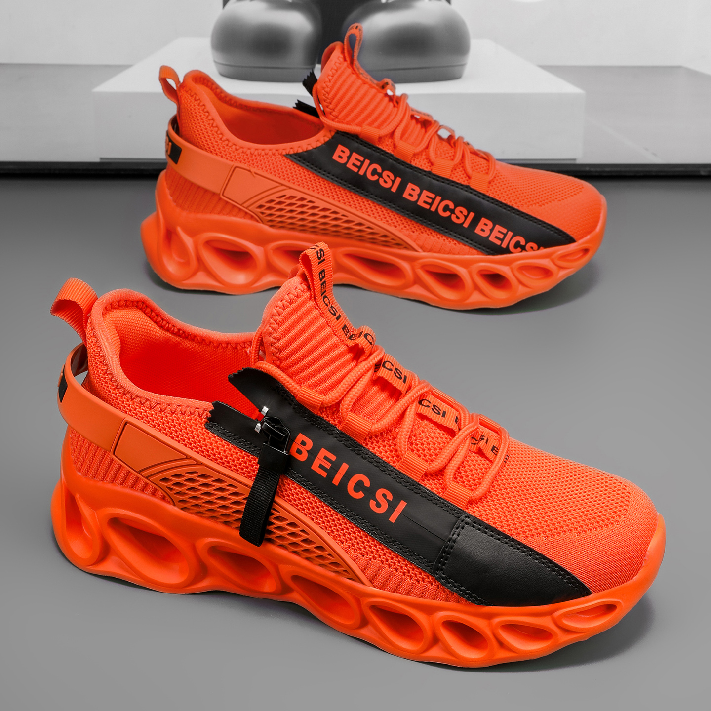 Softsfeel® Men's Side-Zip ComfortFit Walking Shoes - Orange