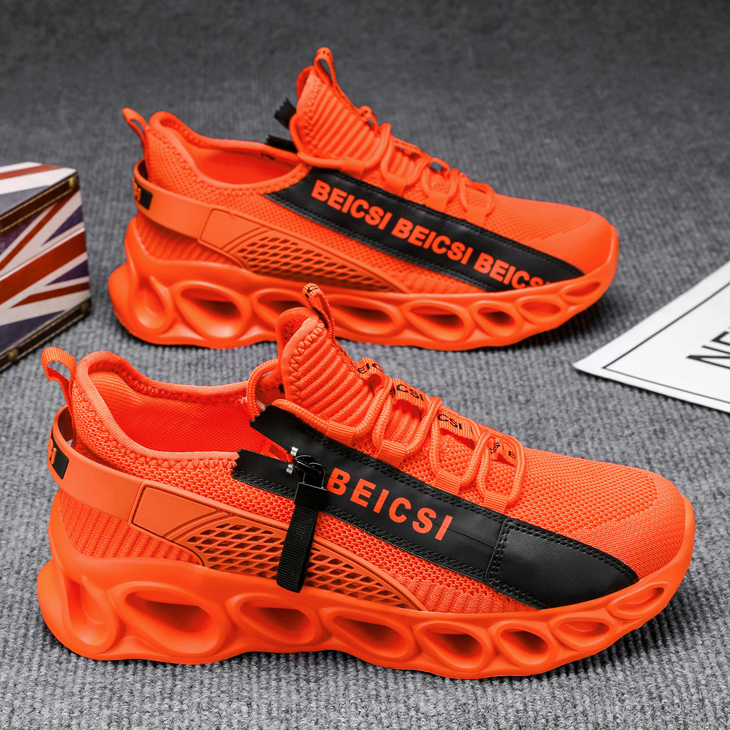 Softsfeel® Men's Side-Zip ComfortFit Walking Shoes - Orange
