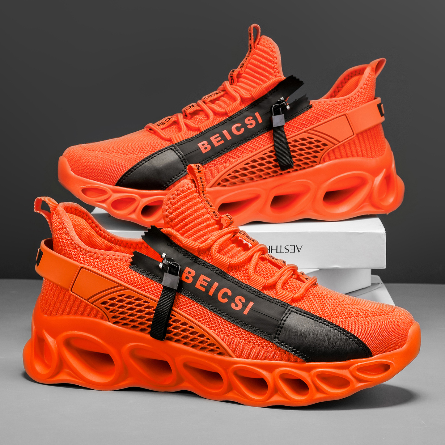 Softsfeel® Men's Side-Zip ComfortFit Walking Shoes - Orange