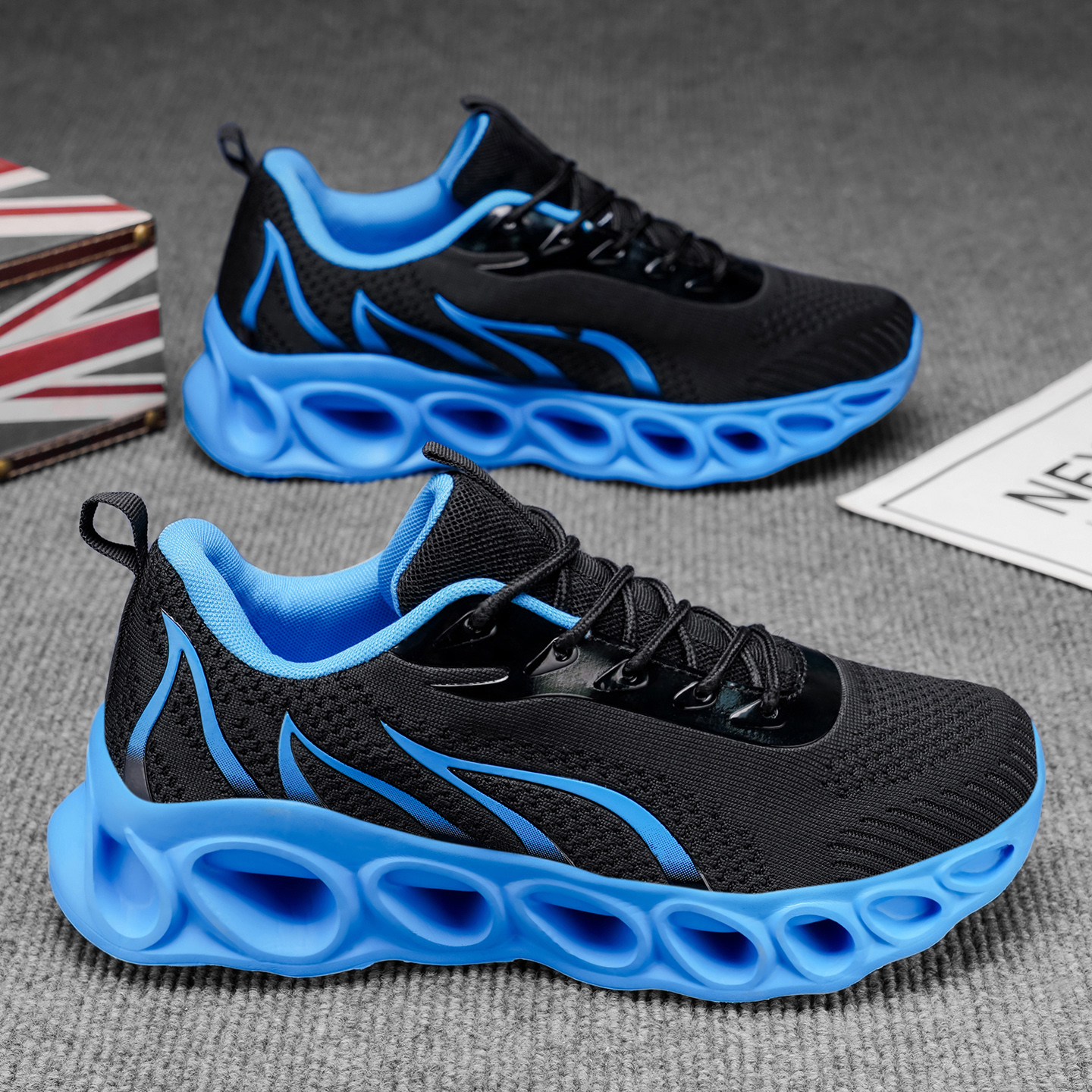 Softsfeel® Men's Relieve Foot Pain Perfect Walking Shoes - Black Blue