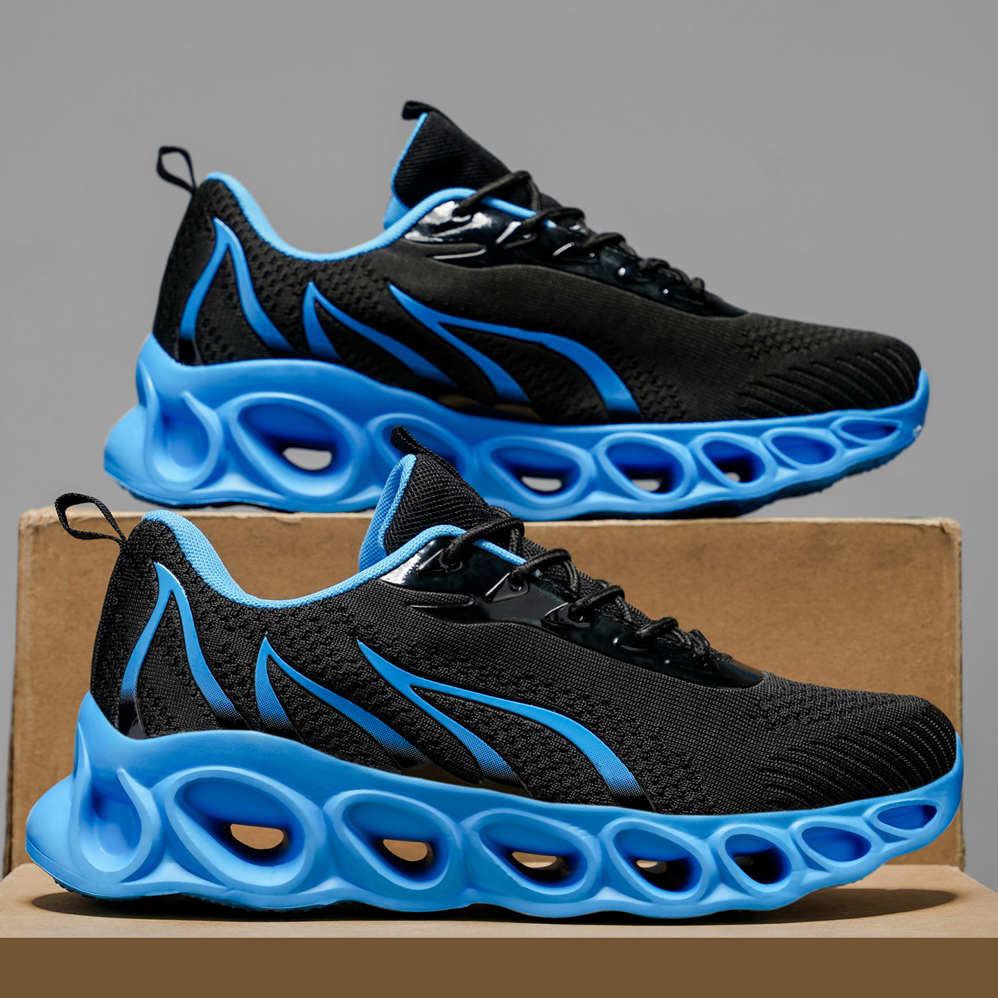 Softsfeel® Men's Relieve Foot Pain Perfect Walking Shoes - Black Blue