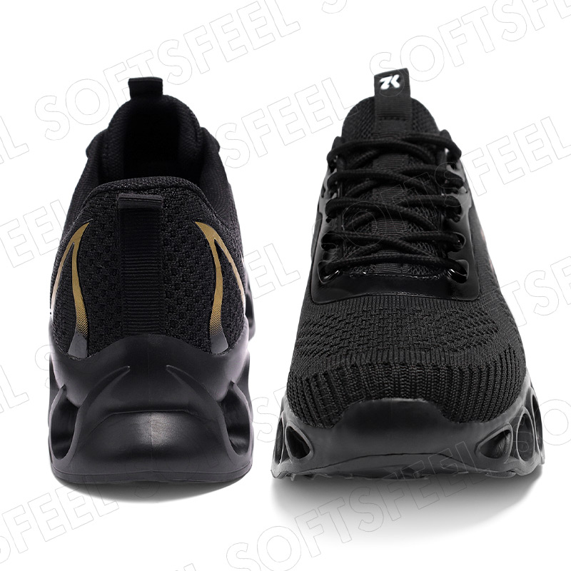 Softsfeel Men's Relieve Foot Pain Perfect Walking Shoes - Black Gold-SOFTSFEEL