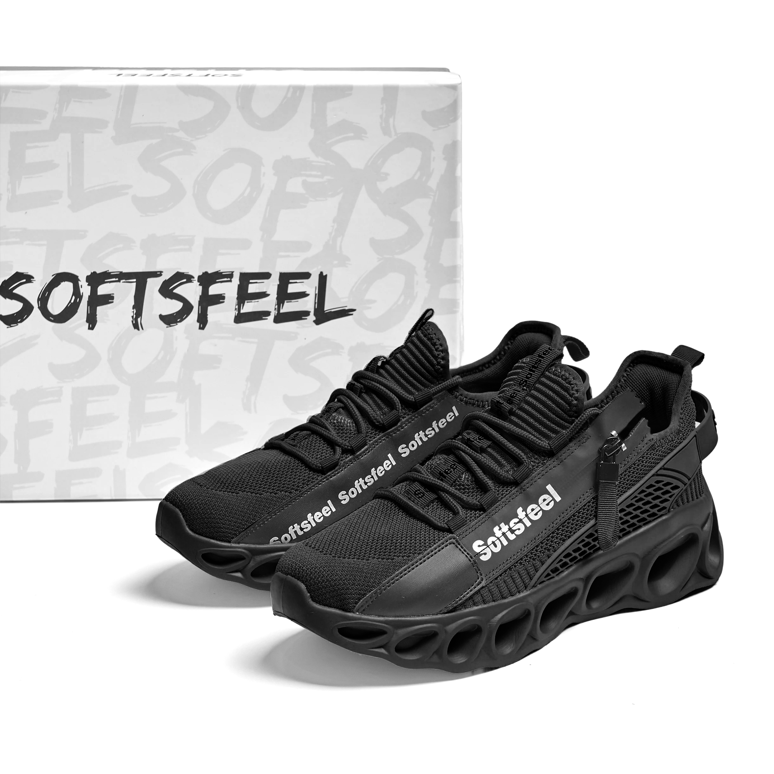 Softsfeel® Women's Side-Zip ComfortFit Walking Shoes - Black