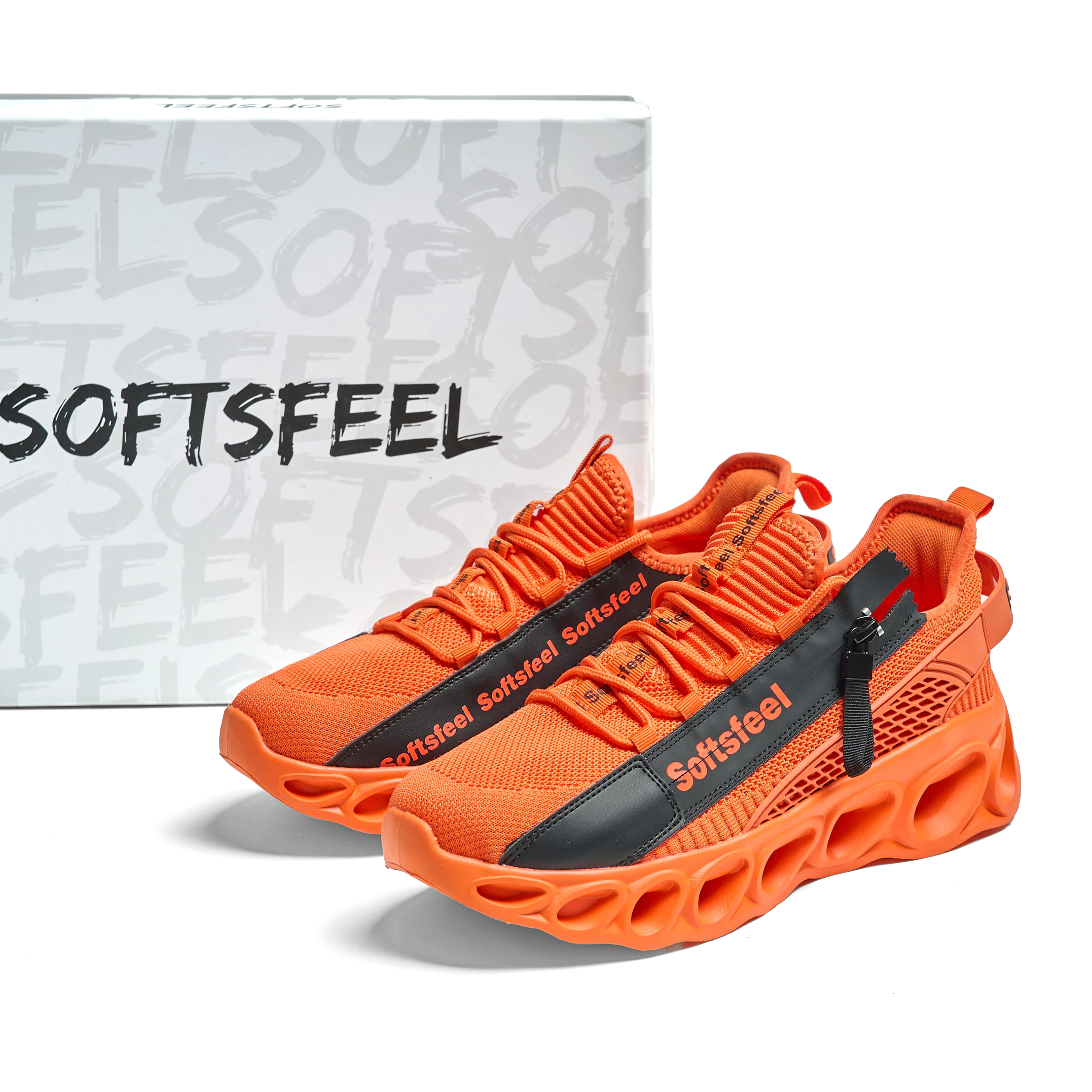 Softsfeel® Men's Side-Zip ComfortFit Walking Shoes - Orange