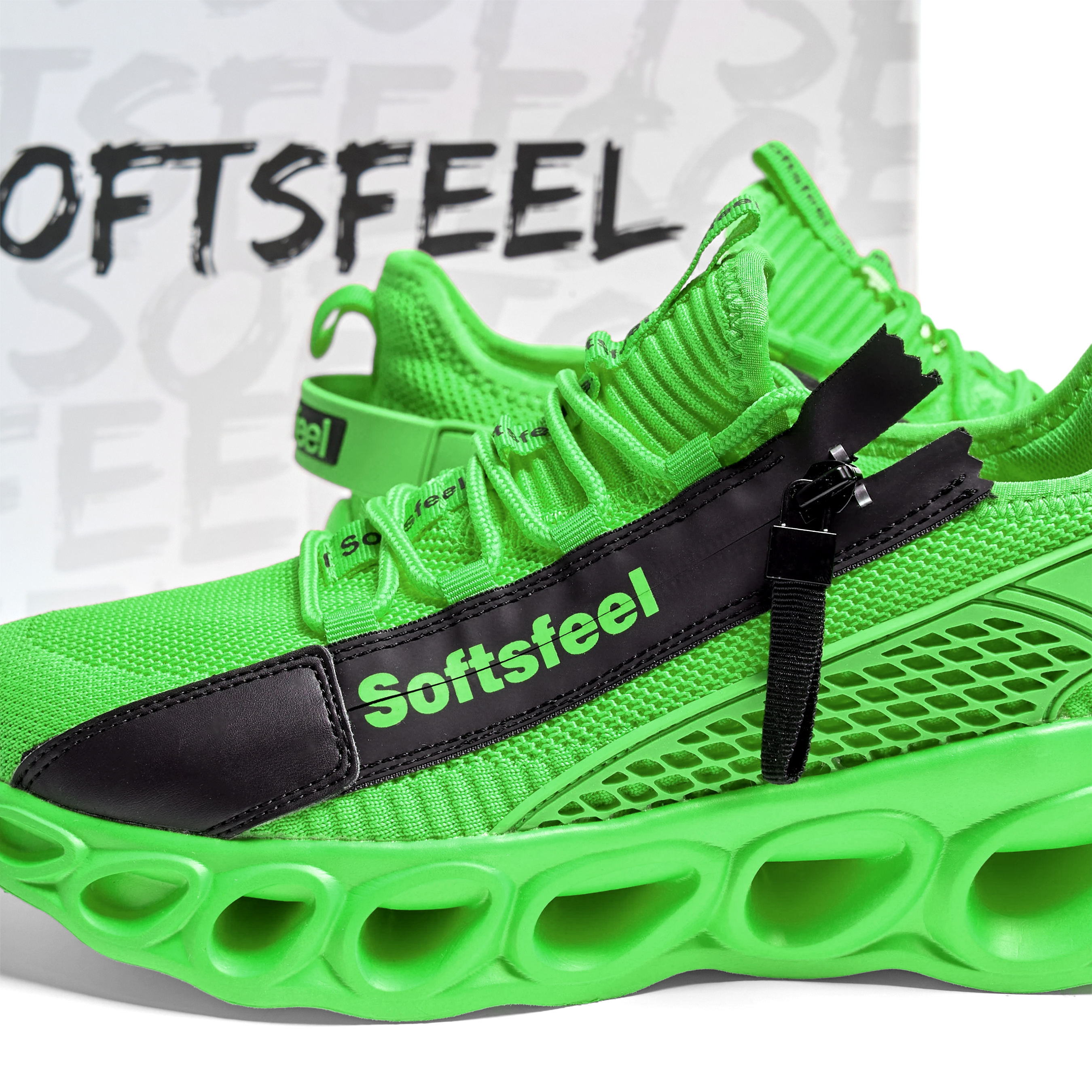 Softsfeel® Men's Side-Zip ComfortFit Walking Shoes - Green